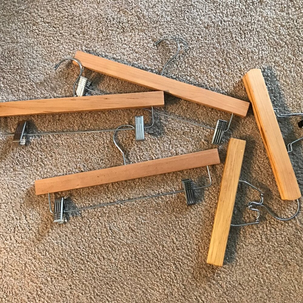 Bundle 5 vintage wood pants/skirts  hangers